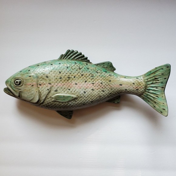 Vtg Hand Painted Japanese Sea Bass, Suzuki Ceramic Fish Tabletop/ Wall F… - Picture 2 of 13